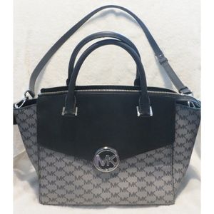 Michael Kors Gray & Black Satchel w/Flip Pocket